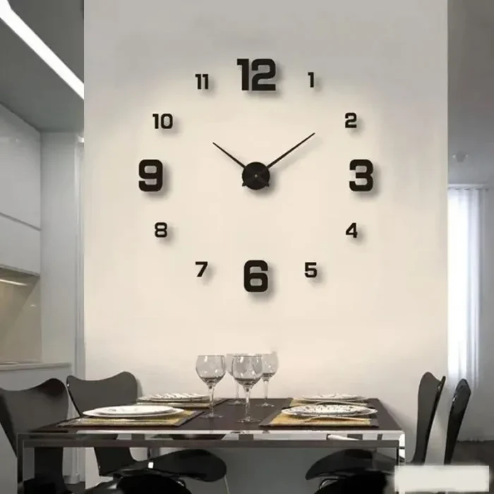3D Creative Frameless DIY Wall Hanging Clock Wall Stickers Home Mute Digital Clock Living Room Office Wall Decoration - Image 2