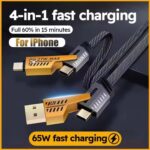 4-in-1 Fast Charging Data Cord Cable USB Type C DP 65W/27W For IPhone, Samsung And All Android devices..