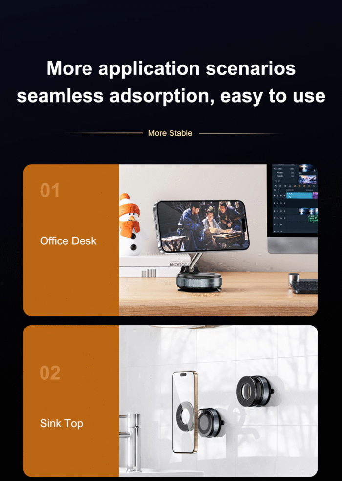 Magnetic-Silicone Vacuum Suction Bracket For Mobile Phones, Car Dashboard Rotating Holder - Image 5