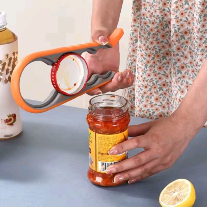 Multifunctional 4-in-1 Kitchen Tool Jar Gripper Lid Opener Can Opener Bottle Opener - Easy to Use Home Essential - Image 4