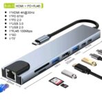 USB C Hub 8In1 7in2 7in1 Type C 3.1 To 4K HDMI Adapter with RJ45 SD/TF Card Reader PD Fast Charge for MacBook Notebook Laptop - Image 6